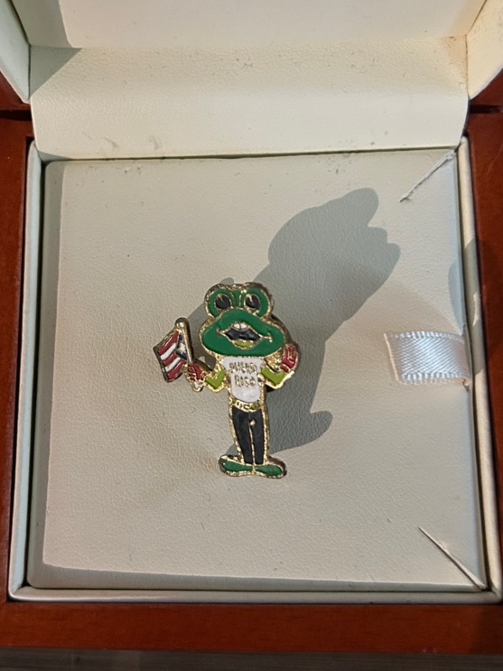 Green Frog Enamel Pin with American Flag